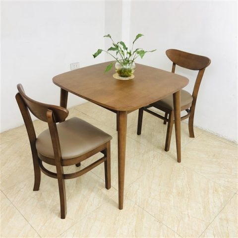 Bộ bàn ăn 2 ghế gỗ Mango màu nâu tự nhiên phù hợp cho căn hộ Hà Nội