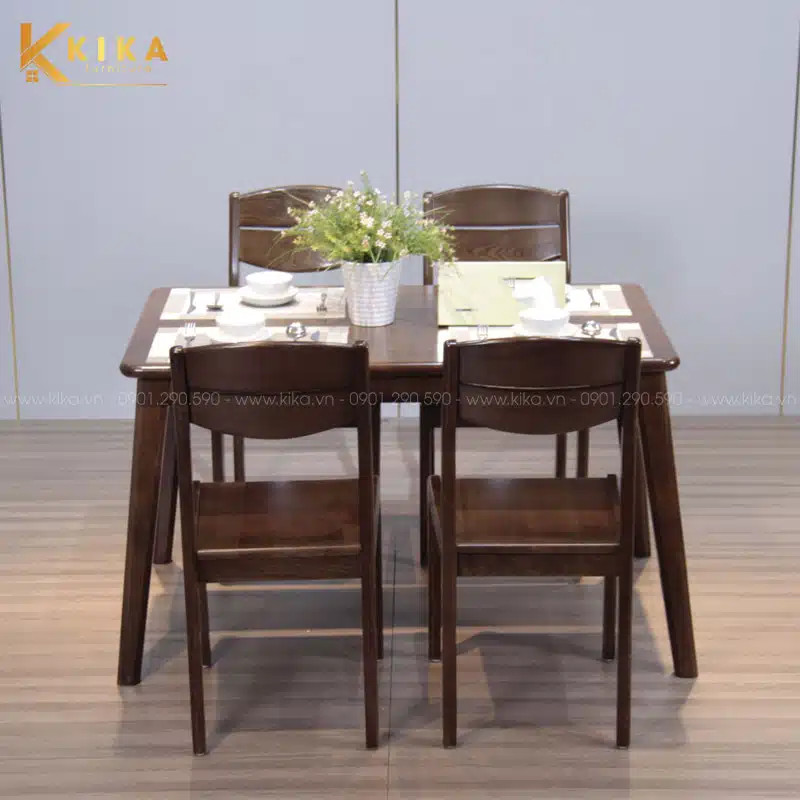 Bộ bàn ăn 4 ghế gỗ Sồi nhỏ gọn 1.2m x 0.8m x 0.75m, thiết kế đơn giản nhưng tinh tế