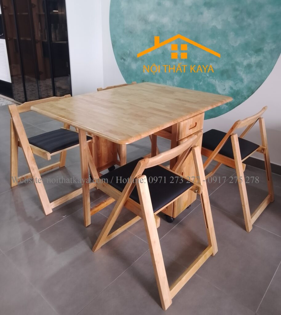 bộ bàn ăn gấp gọn 4 ghế màu trắng hiện đại