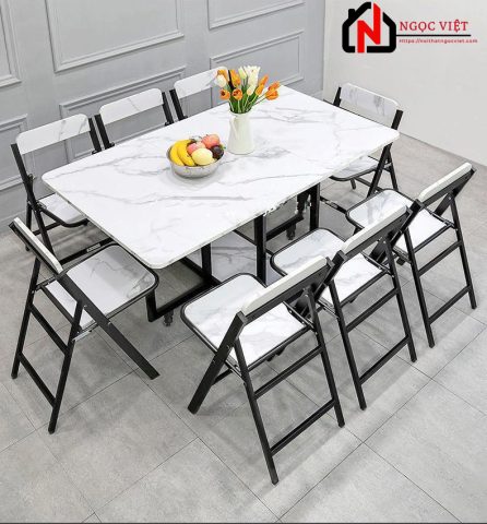 Bộ bàn ăn gấp gọn thông minh mặt vuông cho không gian nhỏ