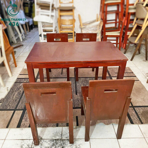 Bộ bàn ăn gỗ MDF 4 ghế truyền thống cũ giá rẻ
