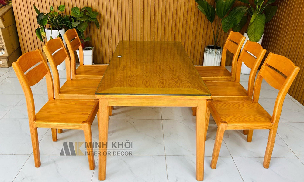 Bộ bàn ăn gỗ sồi 6 ghế đẹp hiện đại cho phòng bếp