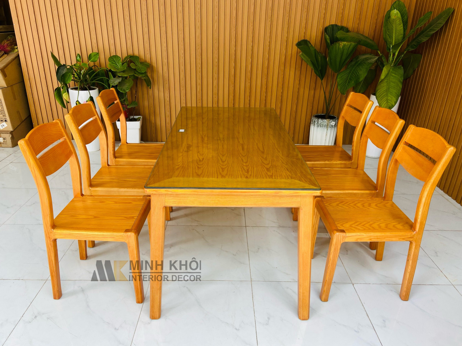 Bộ bàn ghế ăn gỗ sồi Nga 6 ghế kiểu dáng hiện đại