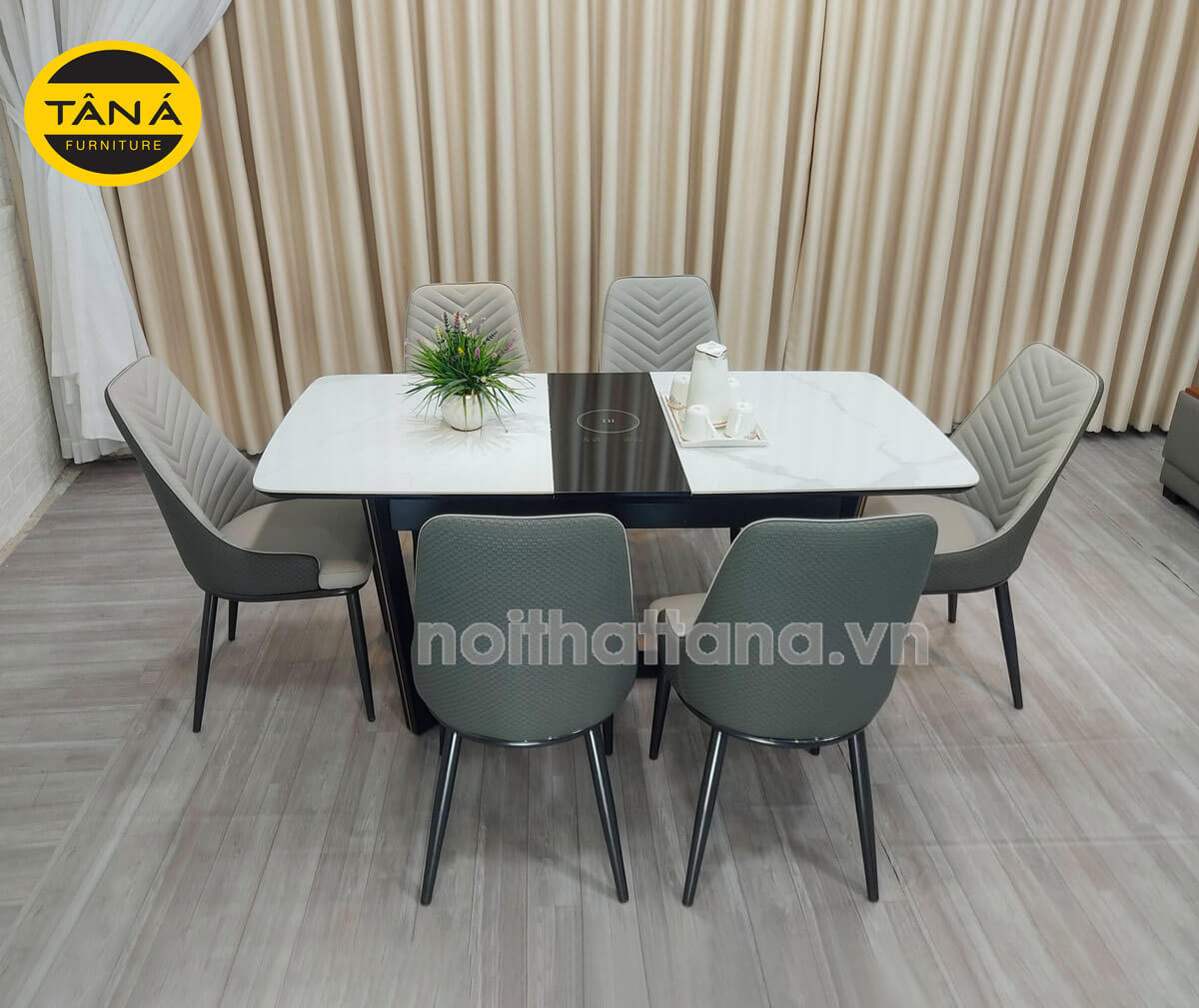Bộ bàn ghế ăn hiện đại thông minh gấp gọn cho căn hộ