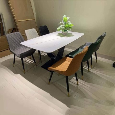 Bộ bàn ghế ăn mặt đá 6 ghế sang trọng