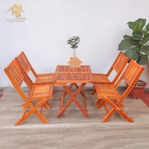 Bộ bàn ghế cafe gỗ xếp nhỏ tiết kiệm không gian