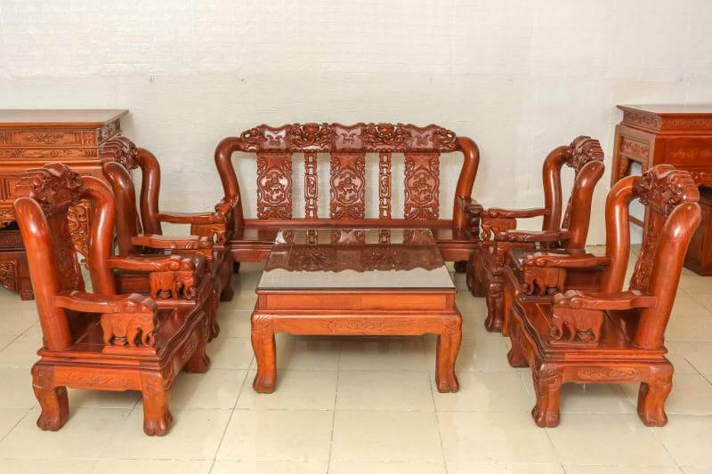 Bộ bàn ghế Đồng Kỵ tay 12 gỗ tự nhiên 8 món tinh tế