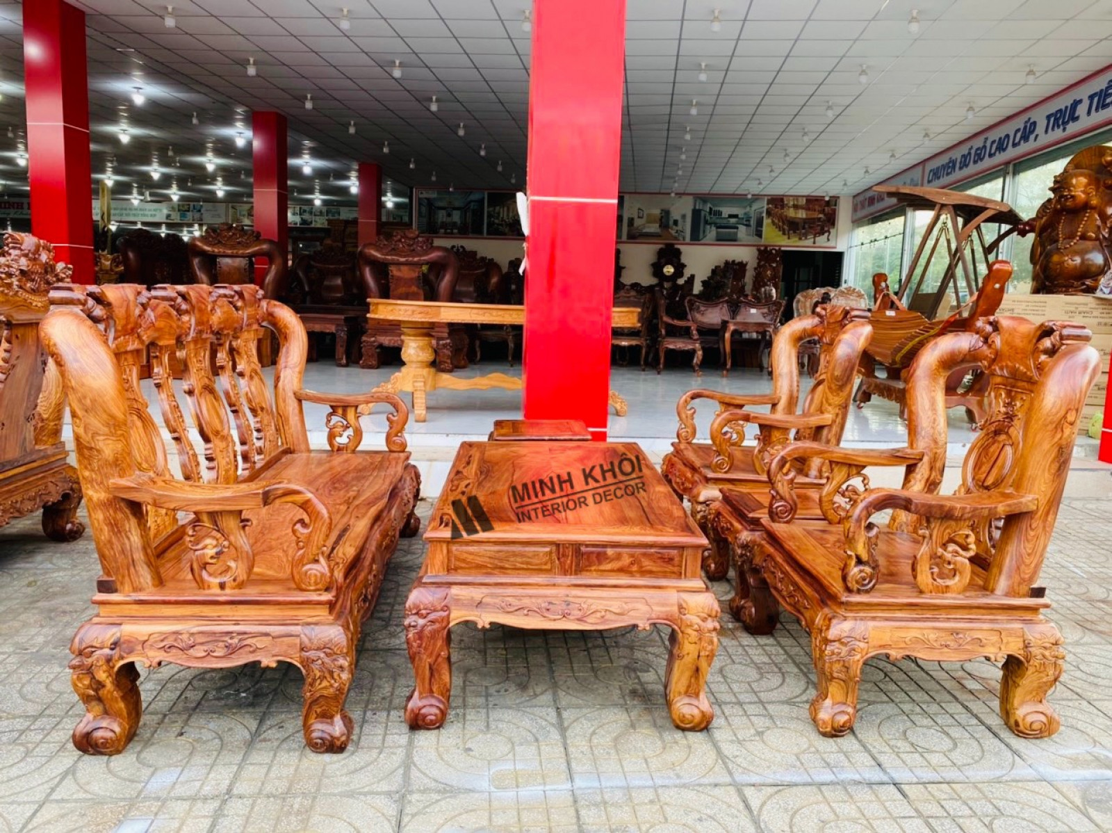 Bộ bàn ghế gỗ cẩm lai tay 12 kiểu Triện 6 món, vẻ đẹp cổ điển, giá trị