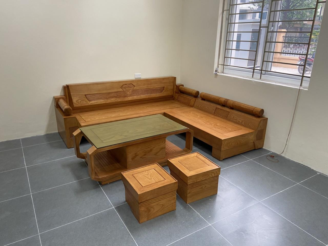Bộ bàn ghế gỗ cao su phòng khách giá 2 triệu, kiểu dáng nhỏ gọn
