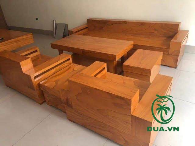 Bộ bàn ghế gỗ dừa mộc mạc cho không gian ấm cúng