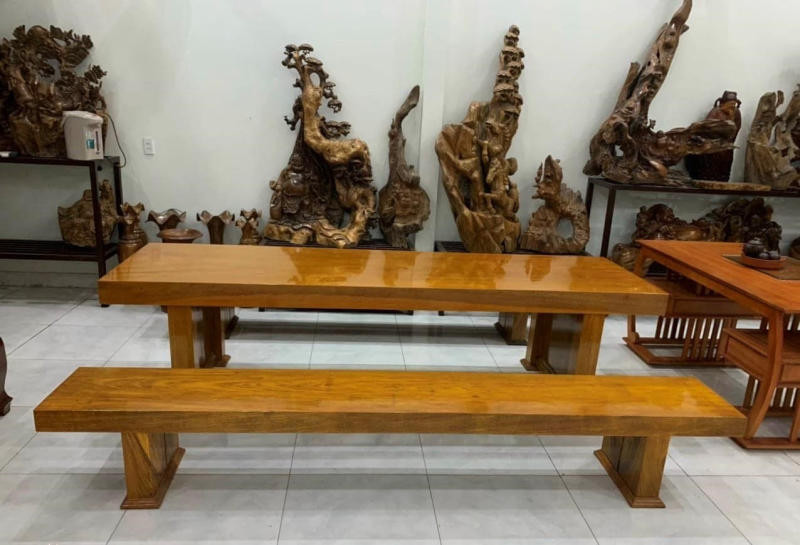 Bộ bàn ghế gỗ lim xanh 3 món hiện đại