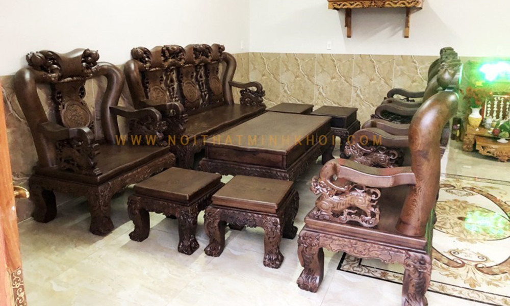 Bộ bàn ghế gỗ mun đẹp
