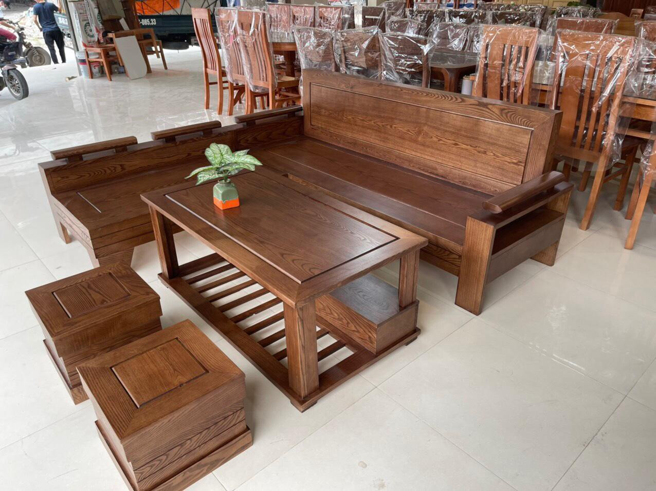 Bộ bàn ghế gỗ phòng khách đơn giản với chất liệu gỗ giá phải chăng