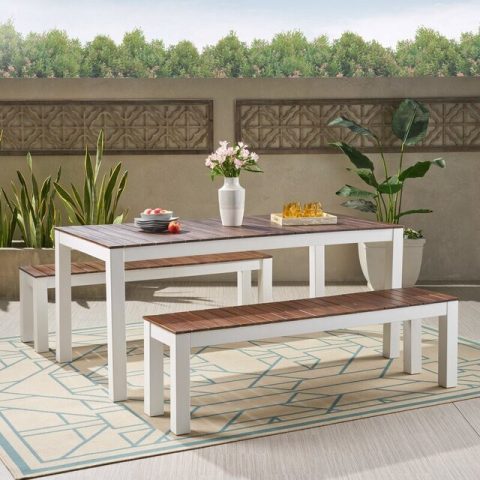 Bộ bàn ghế gỗ sân vườn đẹp giá tốt làm từ gỗ keo tự nhiên