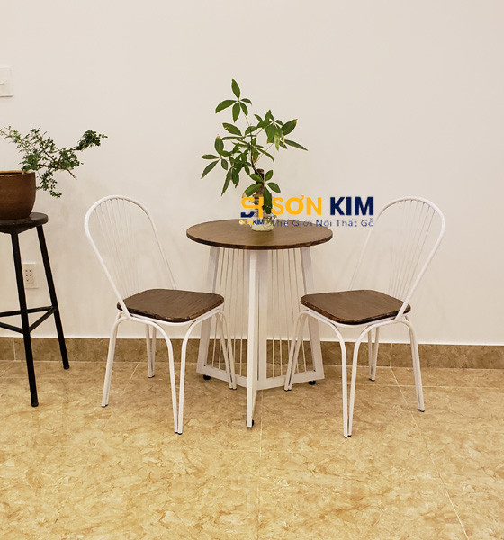 bộ bàn ghế gỗ uống cafe đẹp dễ dàng lau chùi
