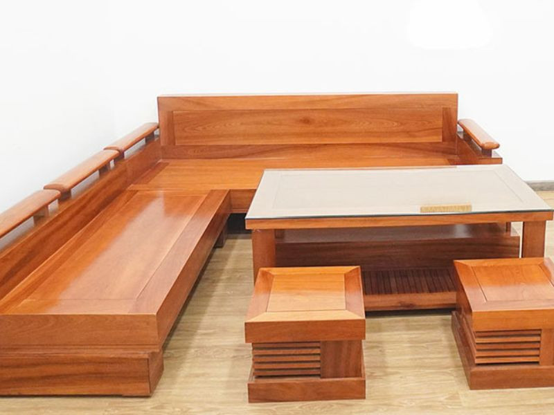 Bộ bàn ghế gỗ xoan đào phòng khách giá 20 triệu phong cách sofa sang trọng
