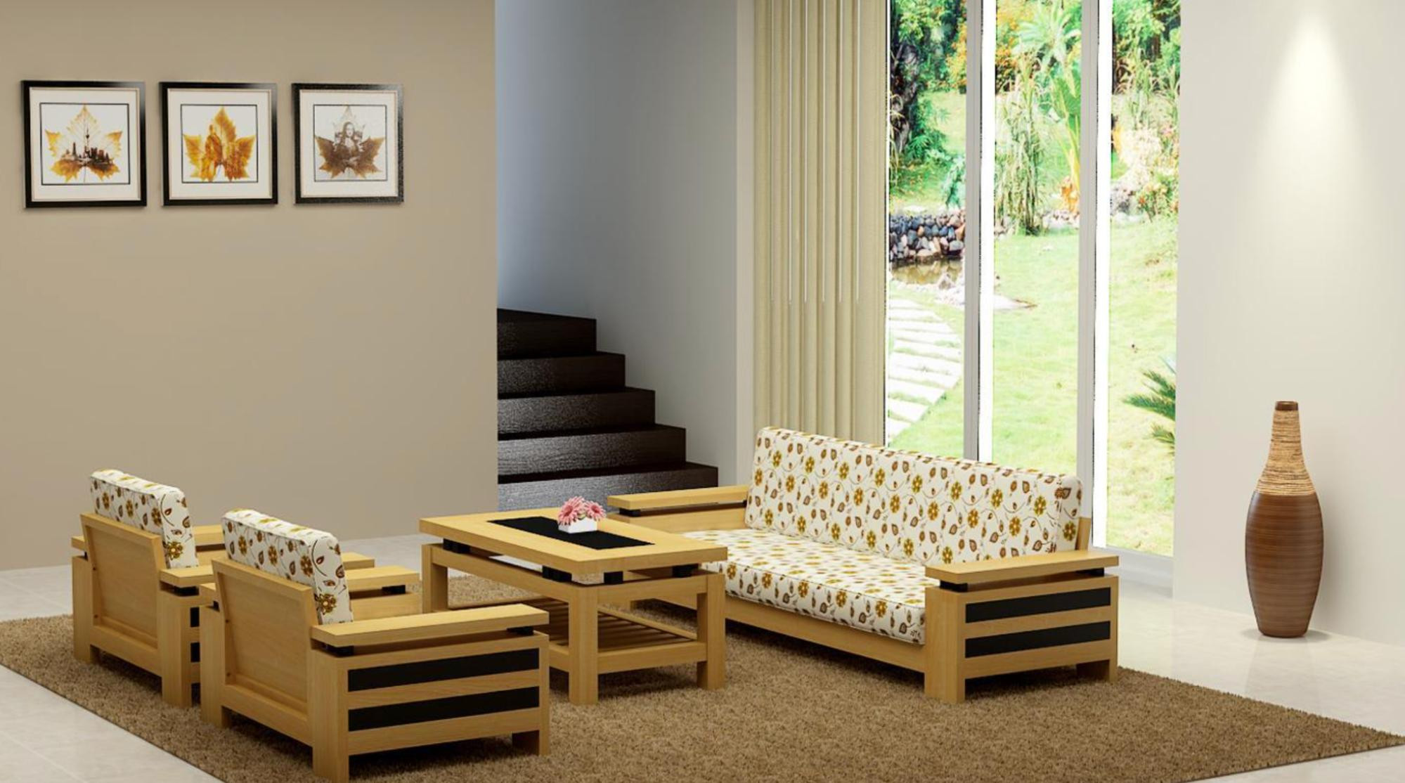 Bộ bàn ghế gỗ xoan hiện đại, tiết kiệm chi phí