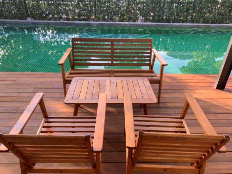 Bộ bàn ghế hồ bơi Teak Myanmar
