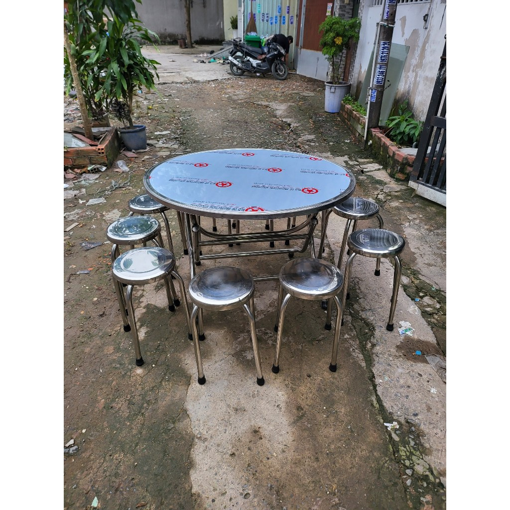 bộ bàn ghế inox cao cấp với ghế bọc da sang trọng