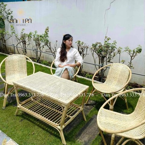 Bộ bàn ghế mây ban công uống trà thư giãn