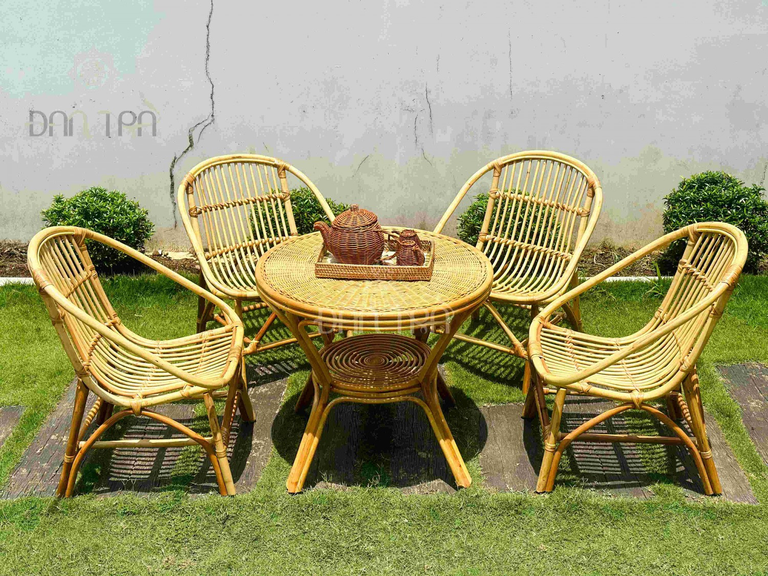 Bộ bàn ghế mây cafe bán chạy nhất ngồi uống trà, đàm đạo, thư giãn.