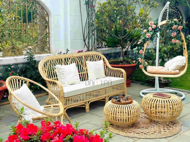 bộ bàn ghế mây phòng khách