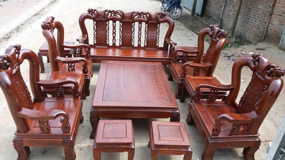Bộ bàn ghế Minh Quốc Đào tay 12 gỗ Hương với hình ảnh đào tiên