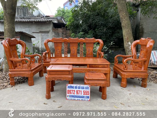 Bộ bàn ghế Minh Quốc Triện gỗ hương đá 6 món