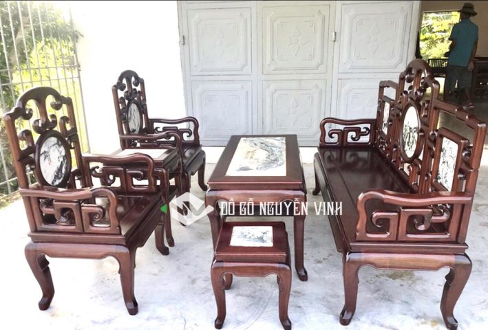 Bộ bàn ghế móc gỗ gụ tổng quan