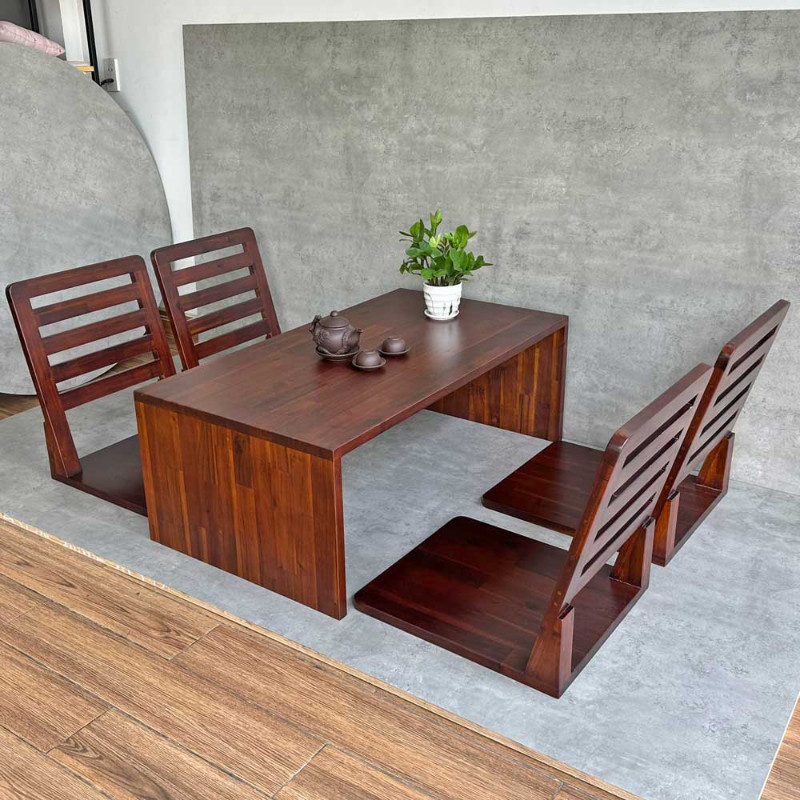 Bộ bàn ghế ngồi bệt kiểu Nhật gỗ tràm CBCF259