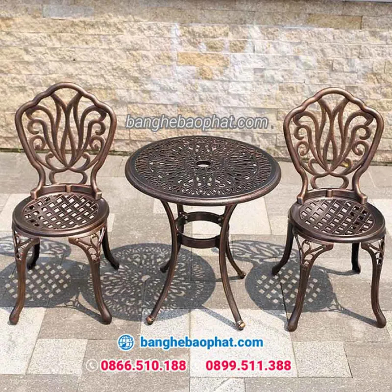 bộ bàn ghế nhôm đúc thanh lý bền đẹp BGNDBP012
