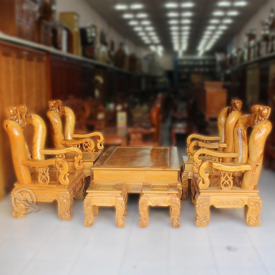 Bộ bàn ghế phòng khách gỗ Pơ Mu tay 12 có mùi hương đặc trưng