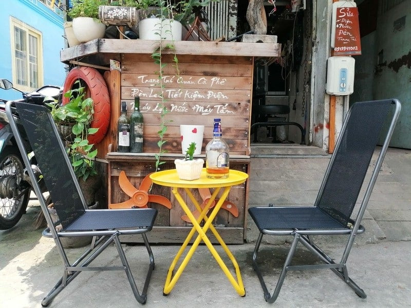 Bộ bàn ghế quán cafe inox đơn giản
