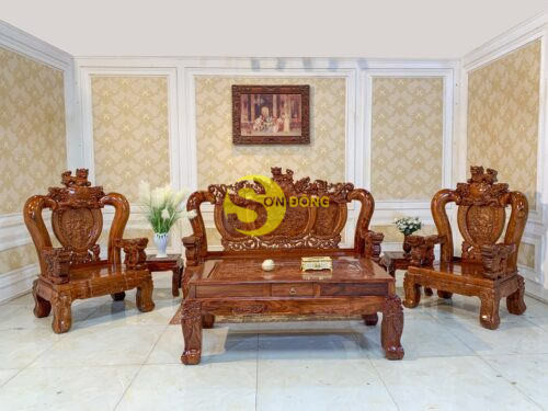 Bộ bàn ghế salon gỗ Hương vân nghê đỉnh