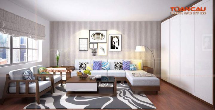Bộ bàn ghế sofa gỗ tự nhiên sang trọng cho phòng khách