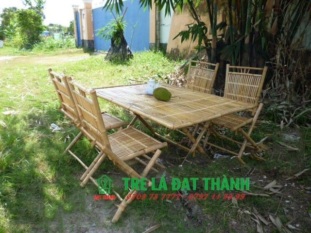 Bộ bàn ghế tre đơn giản cho quán bún đậu mắm tôm
