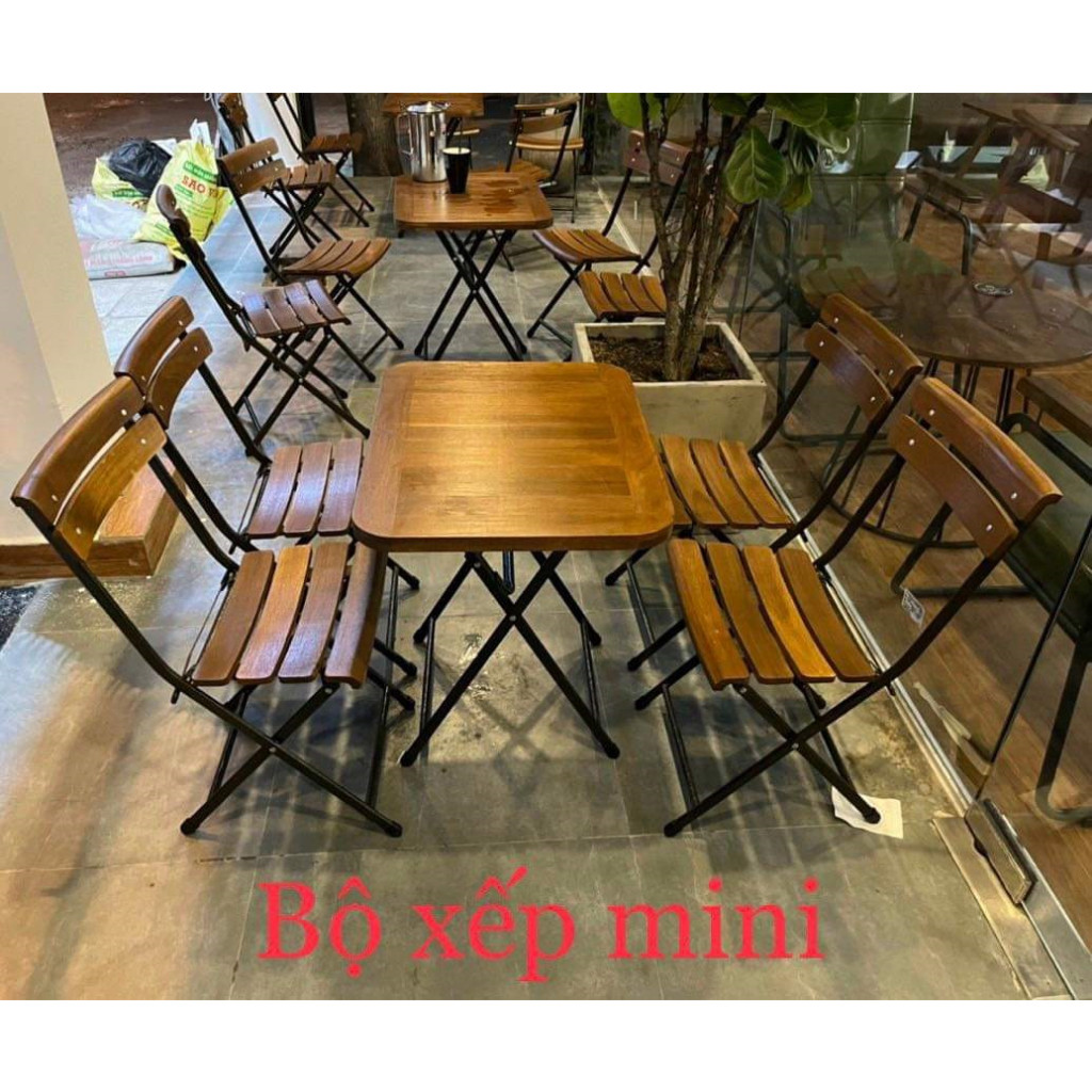 Bộ bàn ghế xếp mini phù hợp quán cà phê sân vườn