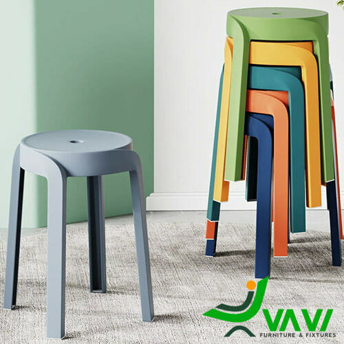 Bộ ghế nhựa tròn cao nhiều màu sắc, có khả năng xếp chồng tiện lợi