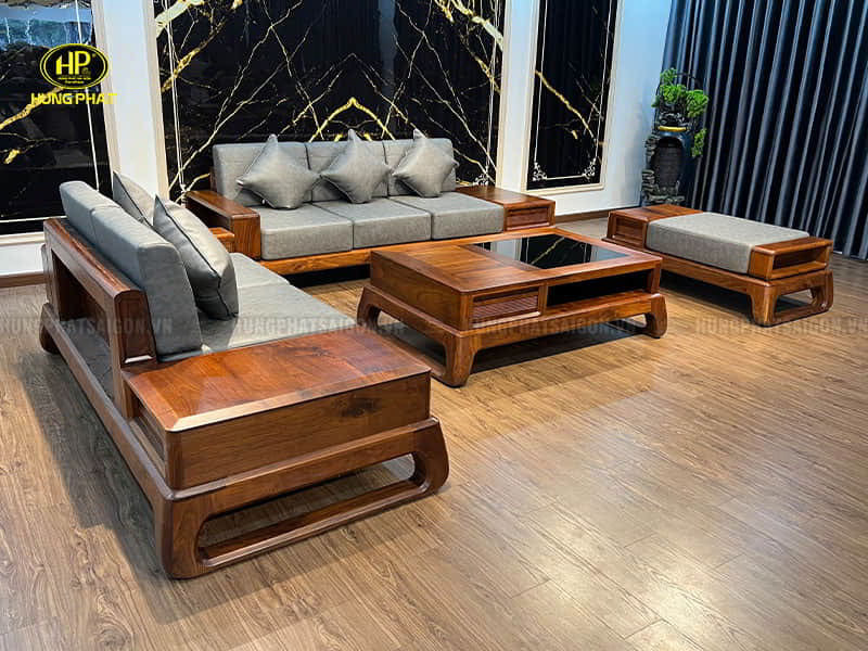 Bộ ghế sofa gỗ tự nhiên phòng khách Ninh Bình