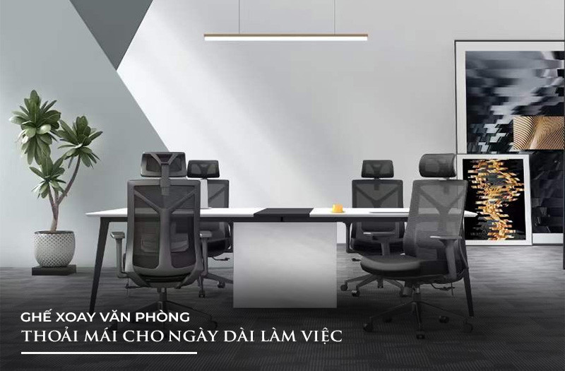 Bộ ghế xoay văn phòng trong không gian làm việc hiện đại