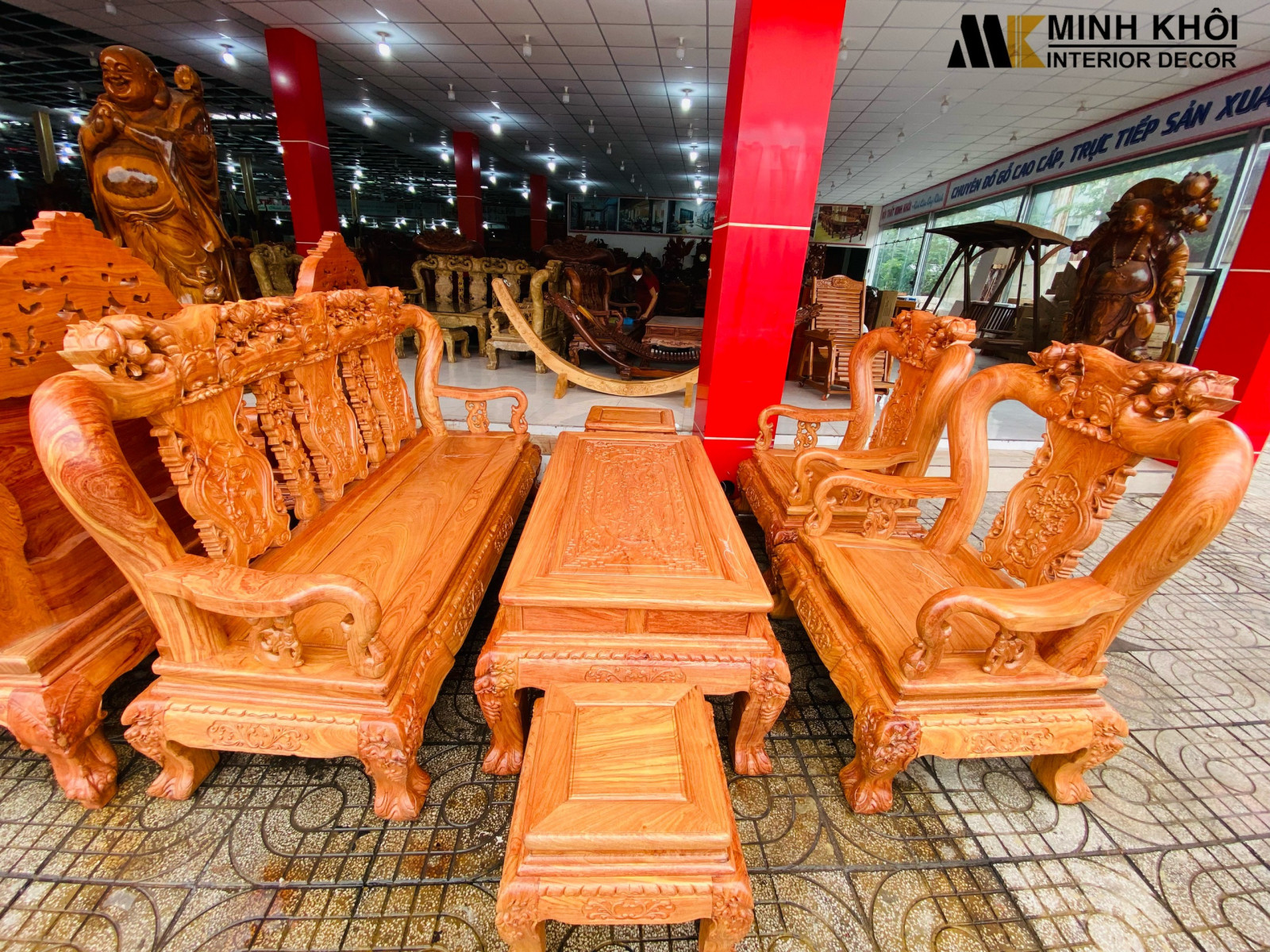 Bộ salon gỗ hương đá 6 món hiện đại