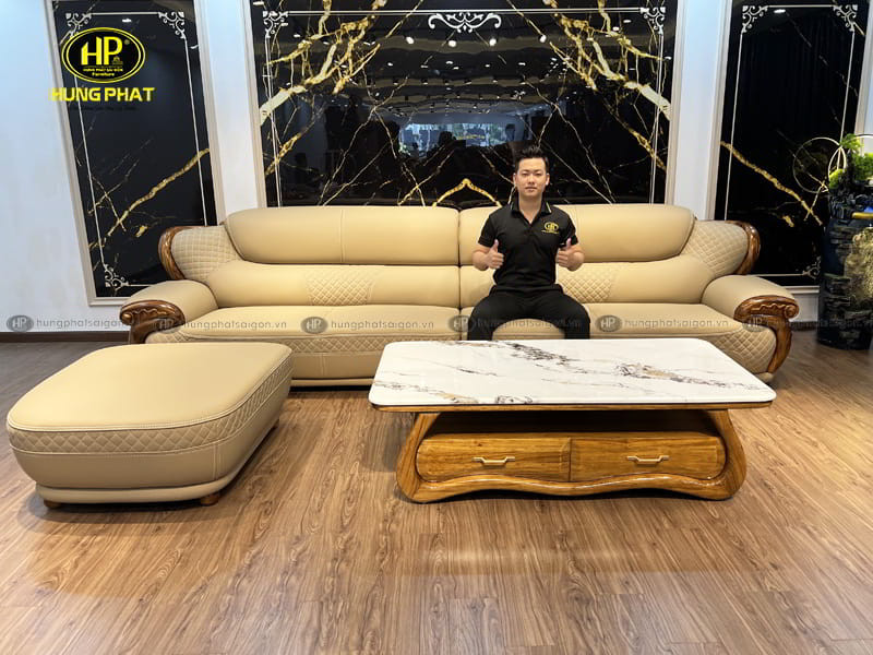 Bộ sofa da bò Ý nhập khẩu WJ160