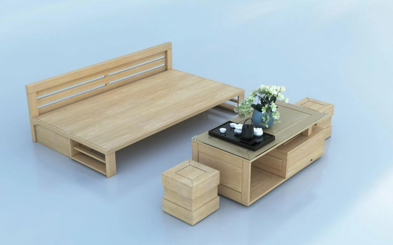 Bộ sofa gỗ phòng khách đơn giản giá 2 triệu