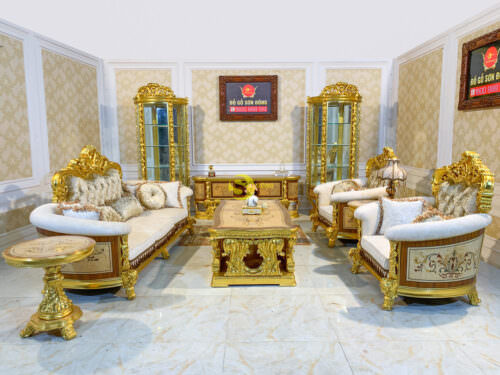 Bộ sofa phòng khách tân cổ điển Versailles sang trọng cho biệt thự