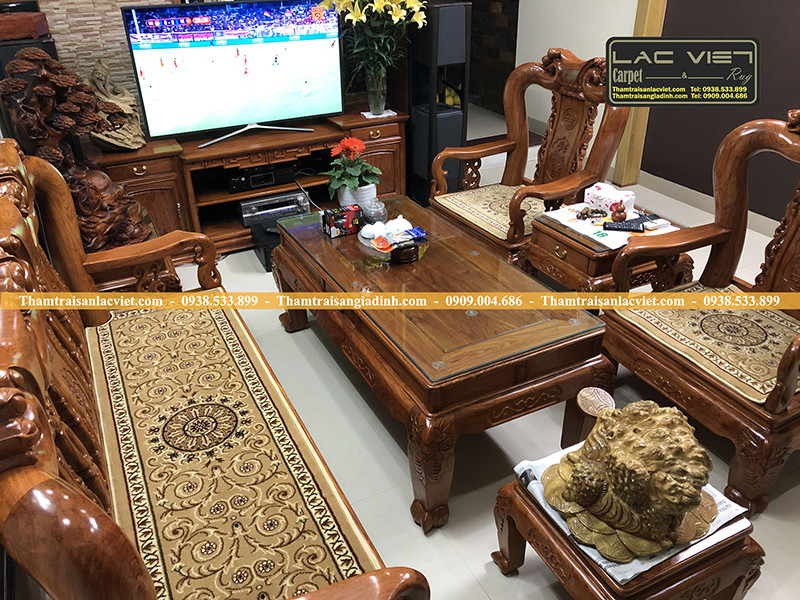 Bộ thảm trải ghế gỗ cao cấp với thiết kế hiện đại, tông màu trung tính