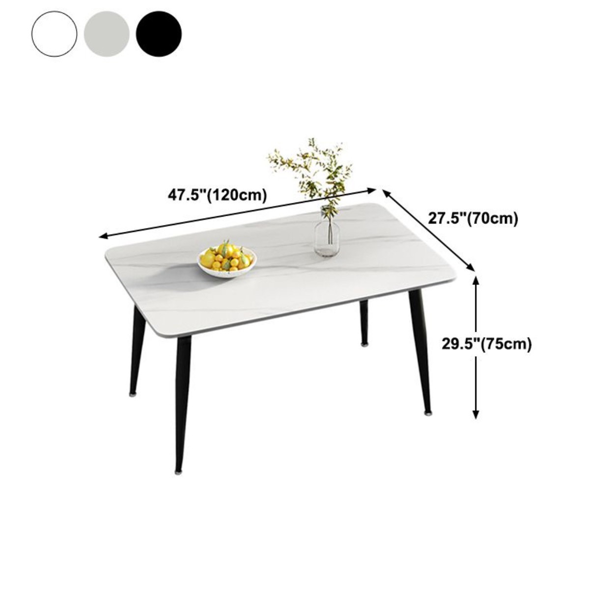Các kích thước bàn ăn mặt đá trắng vân mây