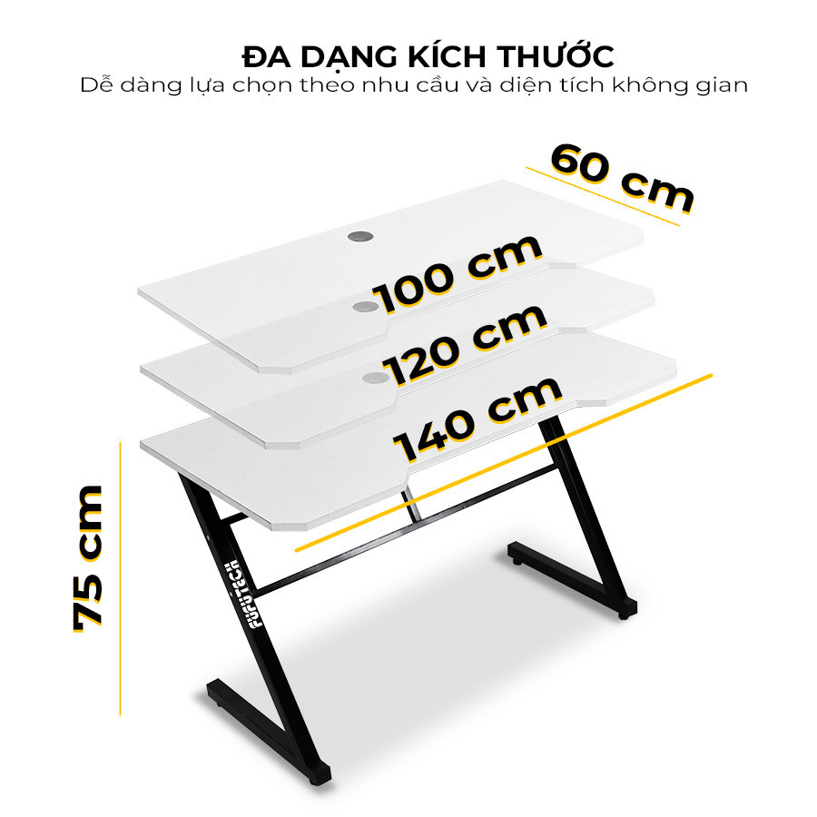 Các kích thước bàn gaming chữ Z phổ biến