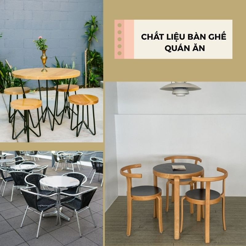 Các loại chất liệu phổ biến cho bàn ghế quán ăn, đảm bảo độ bền và tính thẩm mỹ