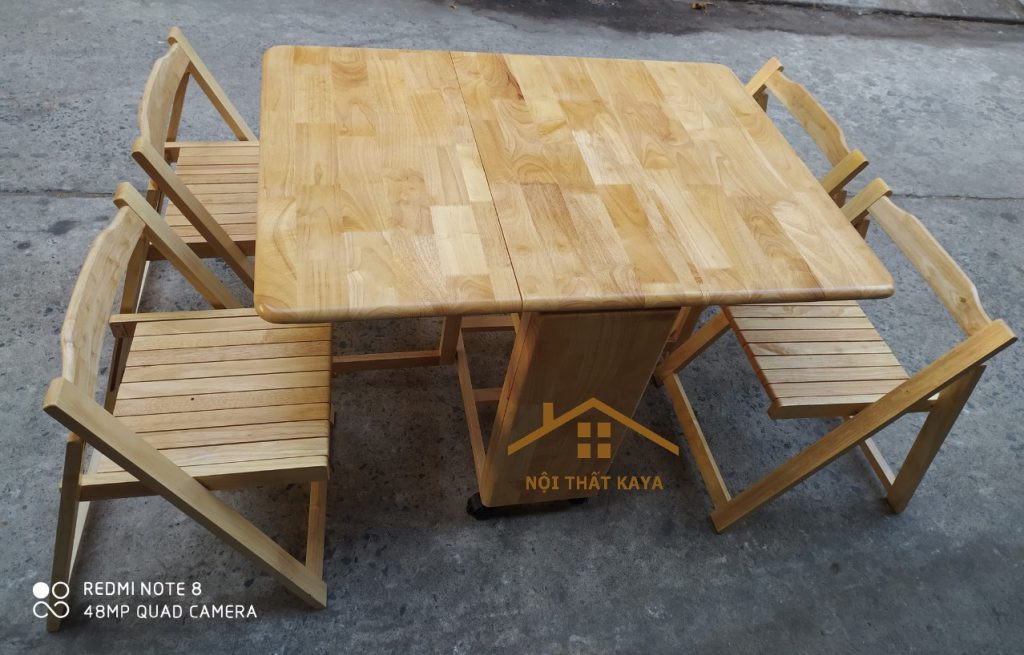 cách cất gọn ghế vào bàn ăn gấp gọn 4 ghế