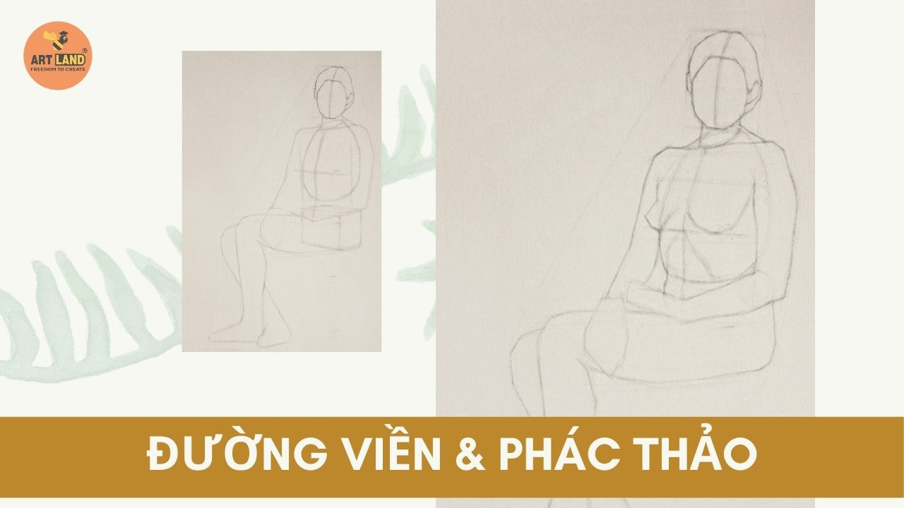 Cách vẽ người ngồi ghế - Cách vẽ đường viền và phác thảo